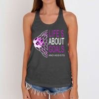 Life's About Goals And Assist Soccer Quote Women's Knotted Racerback Tank