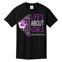 Life's About Goals And Assist Soccer Quote Kids T-Shirt