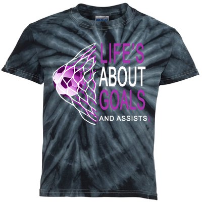 Life's About Goals And Assist Soccer Quote Kids Tie-Dye T-Shirt