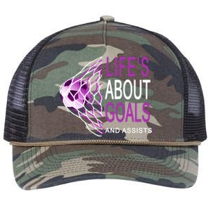 Life's About Goals And Assist Soccer Quote Retro Rope Trucker Hat Cap