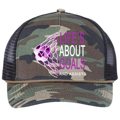 Life's About Goals And Assist Soccer Quote Retro Rope Trucker Hat Cap