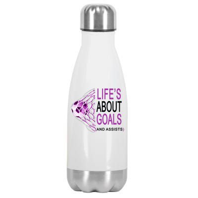 Life's About Goals And Assist Soccer Quote Stainless Steel Insulated Water Bottle