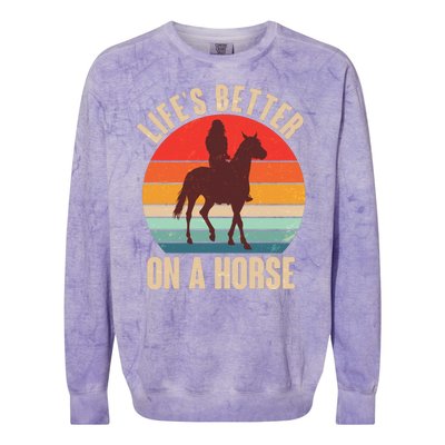 Life's Better On A Horse Cowgirl Vintage Colorblast Crewneck Sweatshirt