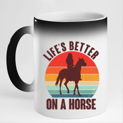 Life's Better On A Horse Cowgirl Vintage 11oz Black Color Changing Mug