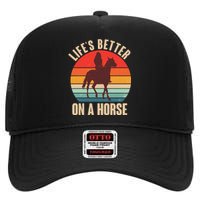 Life's Better On A Horse Cowgirl Vintage High Crown Mesh Back Trucker Hat