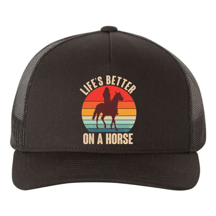 Life's Better On A Horse Cowgirl Vintage Yupoong Adult 5-Panel Trucker Hat