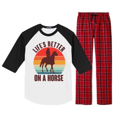 Life's Better On A Horse Cowgirl Vintage Raglan Sleeve Pajama Set