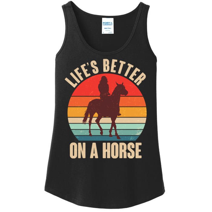 Life's Better On A Horse Cowgirl Vintage Ladies Essential Tank