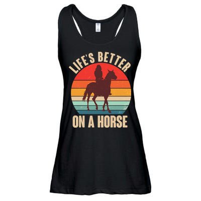 Life's Better On A Horse Cowgirl Vintage Ladies Essential Flowy Tank