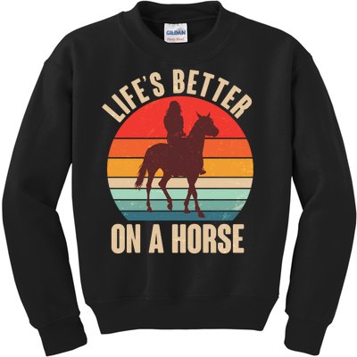 Life's Better On A Horse Cowgirl Vintage Kids Sweatshirt