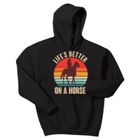 Life's Better On A Horse Cowgirl Vintage Kids Hoodie