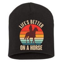 Life's Better On A Horse Cowgirl Vintage Short Acrylic Beanie