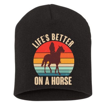 Life's Better On A Horse Cowgirl Vintage Short Acrylic Beanie