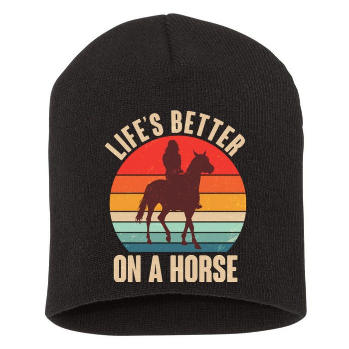 Life's Better On A Horse Cowgirl Vintage Short Acrylic Beanie