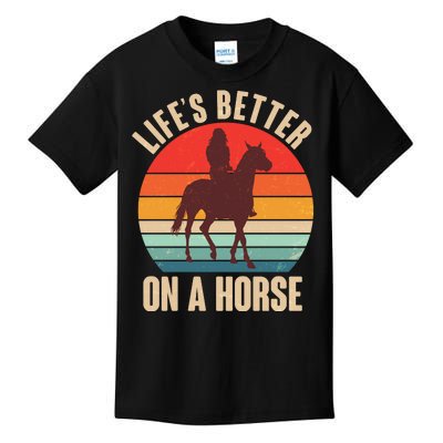 Life's Better On A Horse Cowgirl Vintage Kids T-Shirt