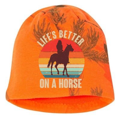 Life's Better On A Horse Cowgirl Vintage Kati - Camo Knit Beanie