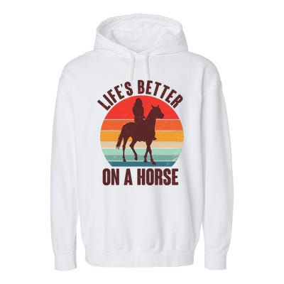 Life's Better On A Horse Cowgirl Vintage Garment-Dyed Fleece Hoodie