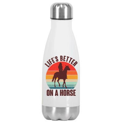 Life's Better On A Horse Cowgirl Vintage Stainless Steel Insulated Water Bottle