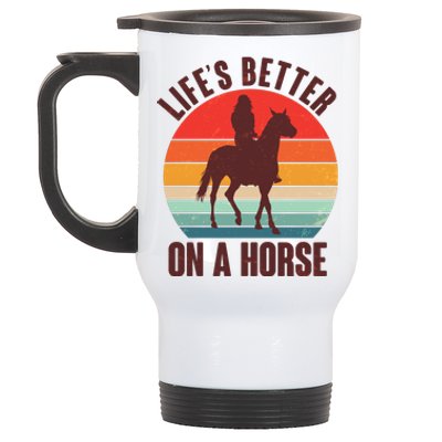 Life's Better On A Horse Cowgirl Vintage Stainless Steel Travel Mug