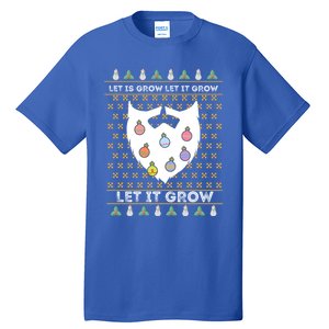 Let It Grow Hairy Christmas Beard Pun Let It Snow Funny Xmas Gift Tall T-Shirt