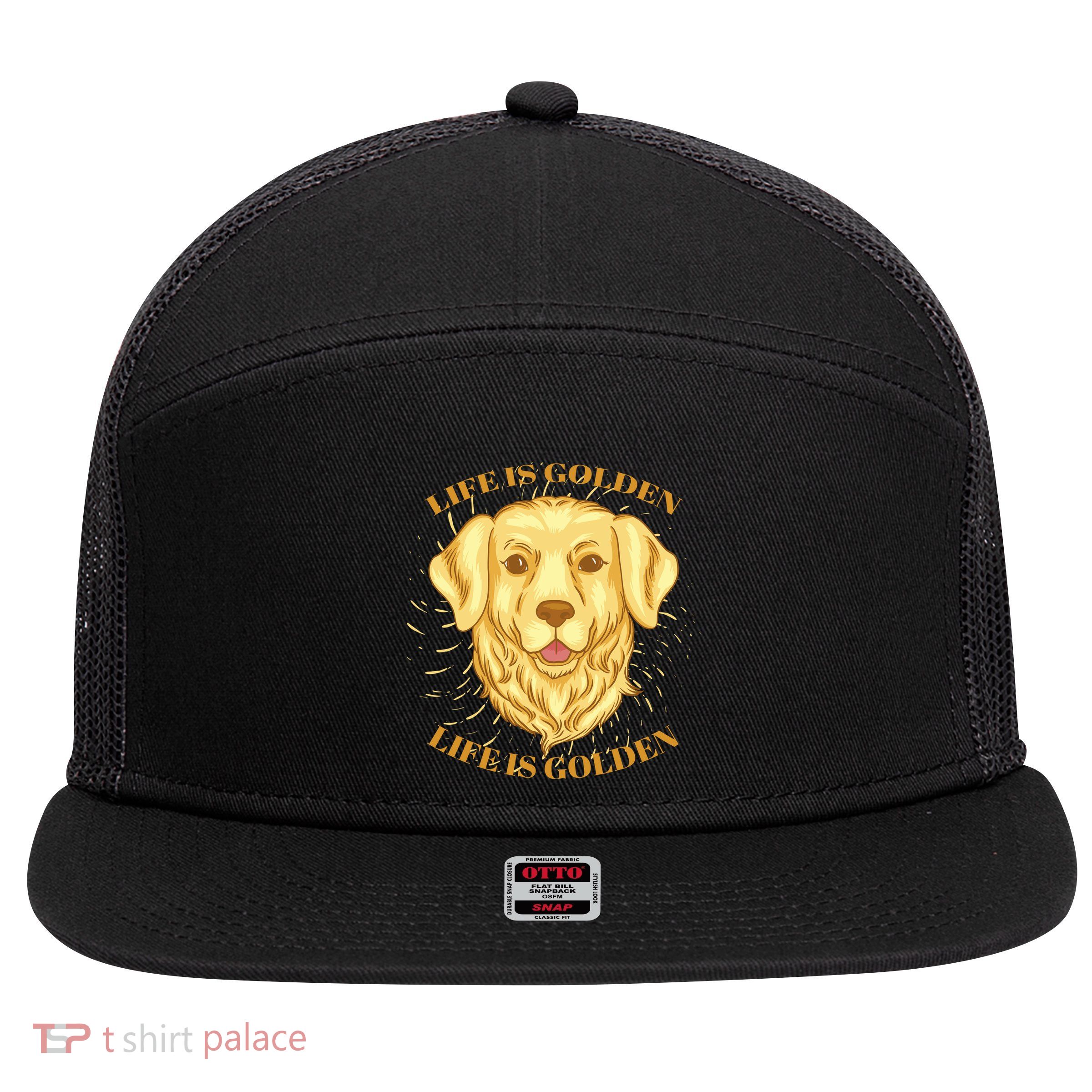 Life Is Golden Dog 7 Panel Mesh Trucker Snapback Hat