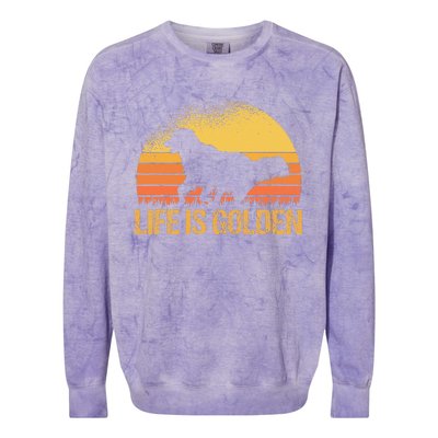 Life Is Golden Dog Golden Retriever Lover Golden Retriever Colorblast Crewneck Sweatshirt