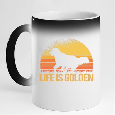 Life Is Golden Dog Golden Retriever Lover Golden Retriever 11oz Black Color Changing Mug