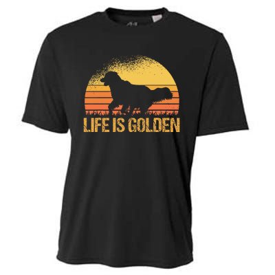 Life Is Golden Dog Golden Retriever Lover Golden Retriever Cooling Performance Crew T-Shirt