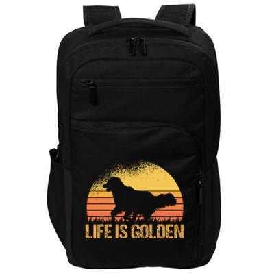 Life Is Golden Dog Golden Retriever Lover Golden Retriever Impact Tech Backpack