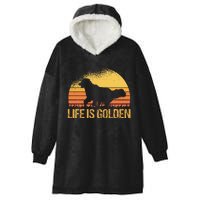 Life Is Golden Dog Golden Retriever Lover Golden Retriever Hooded Wearable Blanket