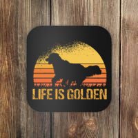 Life Is Golden Dog Golden Retriever Lover Golden Retriever Coaster