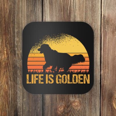 Life Is Golden Dog Golden Retriever Lover Golden Retriever Coaster