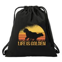 Life Is Golden Dog Golden Retriever Lover Golden Retriever Drawstring Bag