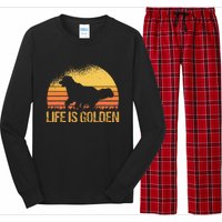 Life Is Golden Dog Golden Retriever Lover Golden Retriever Long Sleeve Pajama Set