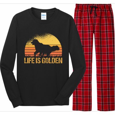 Life Is Golden Dog Golden Retriever Lover Golden Retriever Long Sleeve Pajama Set