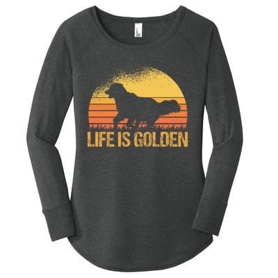 Life Is Golden Dog Golden Retriever Lover Golden Retriever Women's Perfect Tri Tunic Long Sleeve Shirt