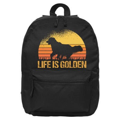 Life Is Golden Dog Golden Retriever Lover Golden Retriever 16 in Basic Backpack