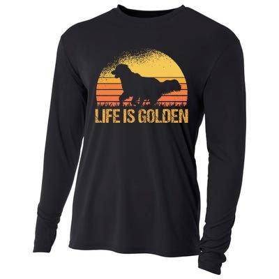 Life Is Golden Dog Golden Retriever Lover Golden Retriever Cooling Performance Long Sleeve Crew