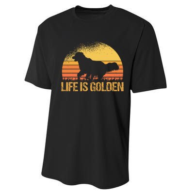 Life Is Golden Dog Golden Retriever Lover Golden Retriever Performance Sprint T-Shirt