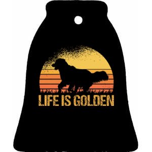 Life Is Golden Dog Golden Retriever Lover Golden Retriever Ceramic Bell Ornament