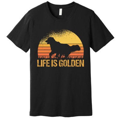 Life Is Golden Dog Golden Retriever Lover Golden Retriever Premium T-Shirt