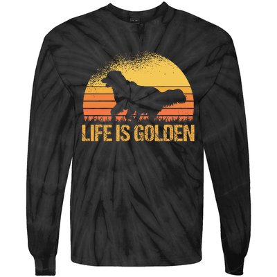 Life Is Golden Dog Golden Retriever Lover Golden Retriever Tie-Dye Long Sleeve Shirt