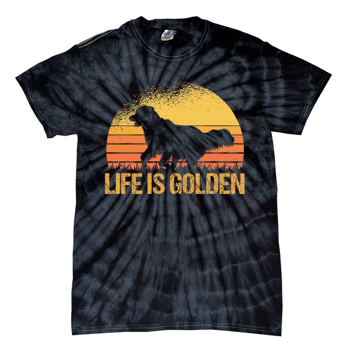 Life Is Golden Dog Golden Retriever Lover Golden Retriever Tie-Dye T-Shirt