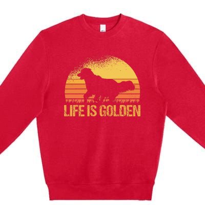 Life Is Golden Dog Golden Retriever Lover Golden Retriever Premium Crewneck Sweatshirt