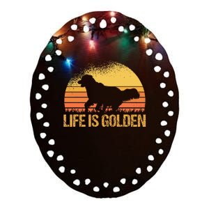 Life Is Golden Dog Golden Retriever Lover Golden Retriever Ceramic Oval Ornament