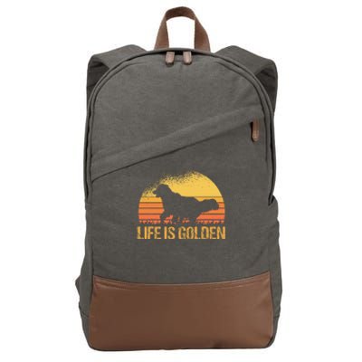 Life Is Golden Dog Golden Retriever Lover Golden Retriever Cotton Canvas Backpack