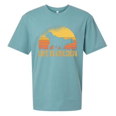 Life Is Golden Dog Golden Retriever Lover Golden Retriever Sueded Cloud Jersey T-Shirt