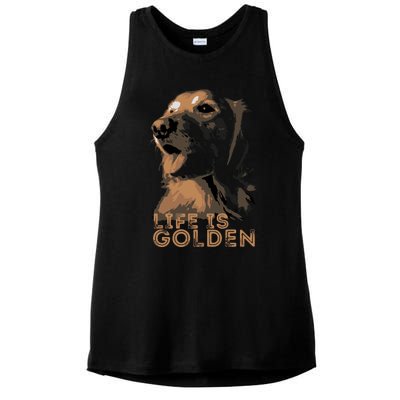 Life Is Golden Retriever Dog Premium Ladies PosiCharge Tri-Blend Wicking Tank