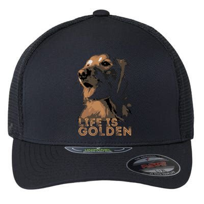 Life Is Golden Retriever Dog Premium Flexfit Unipanel Trucker Cap