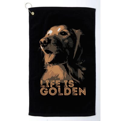 Life Is Golden Retriever Dog Premium Platinum Collection Golf Towel